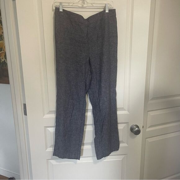 Chicos Linen Blend Pull On Elastic Waist Pants Back Pockets Gray Size .5 Medium - Picture 5 of 15